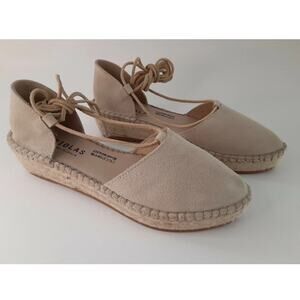 FABIOLAS Made In Spain Suede Espadrilles Ankle Wrap Tie Sandals Shoes 39/ US 9